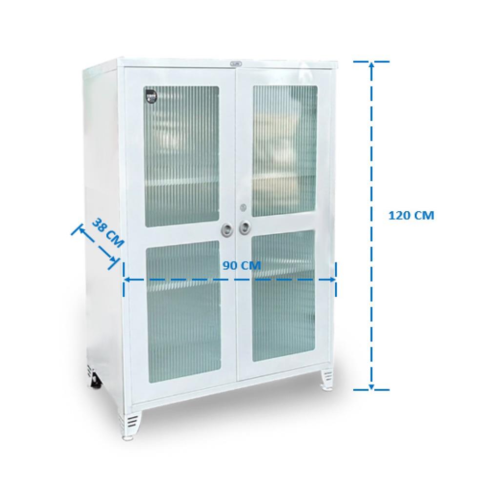 ตู้เหล็กบานเปิดกระจก SURE BG-120 สีขาว