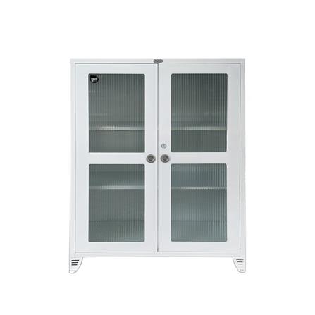 ตู้เหล็กบานเปิดกระจก SURE BG-120 สีขาว