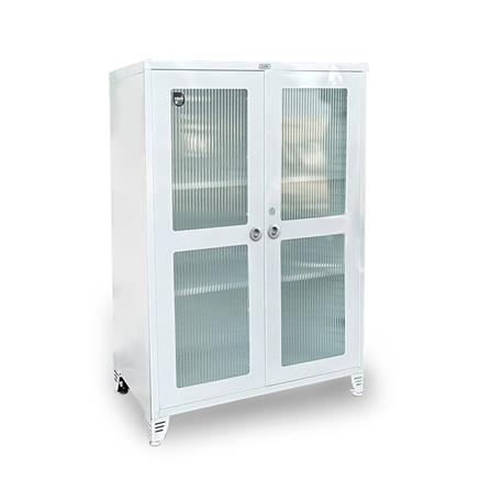 ตู้เหล็กบานเปิดกระจก SURE BG-120 สีขาว_1