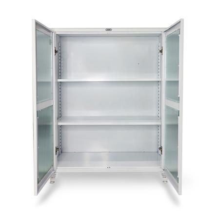 ตู้เหล็กบานเปิดกระจก SURE BG-120 สีขาว_2