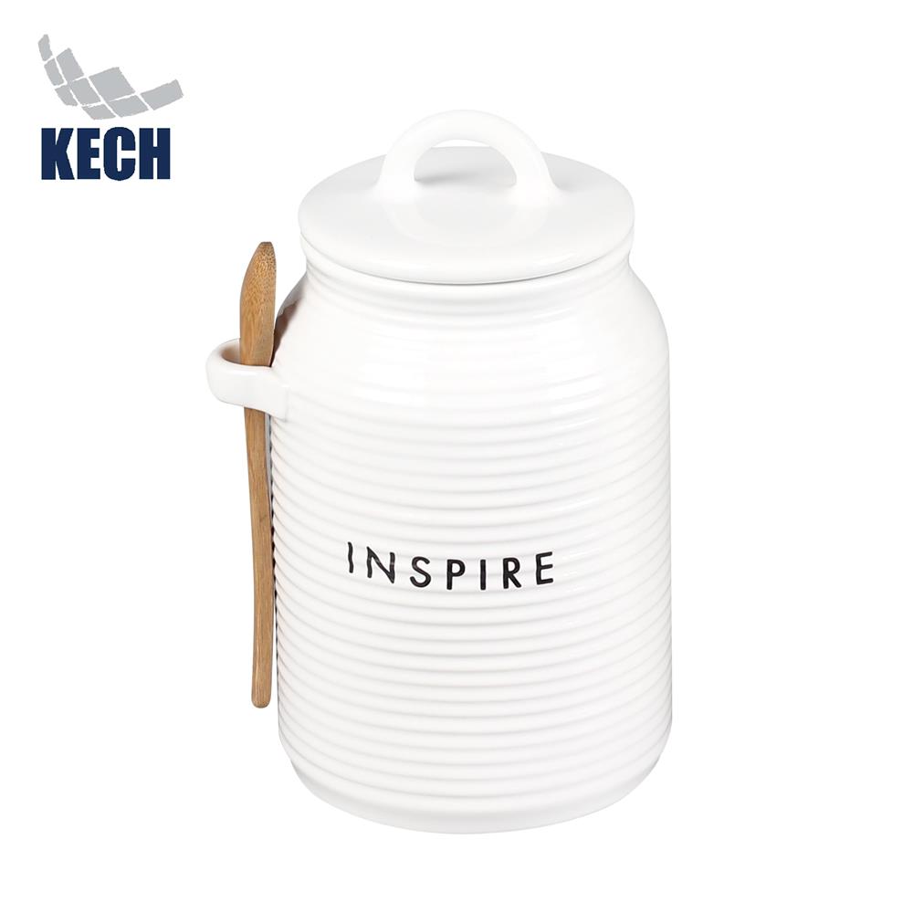 ขวดโหลเซรามิกฝาดึง KECH INSPIRE 1 ลิตร สีขาว_1