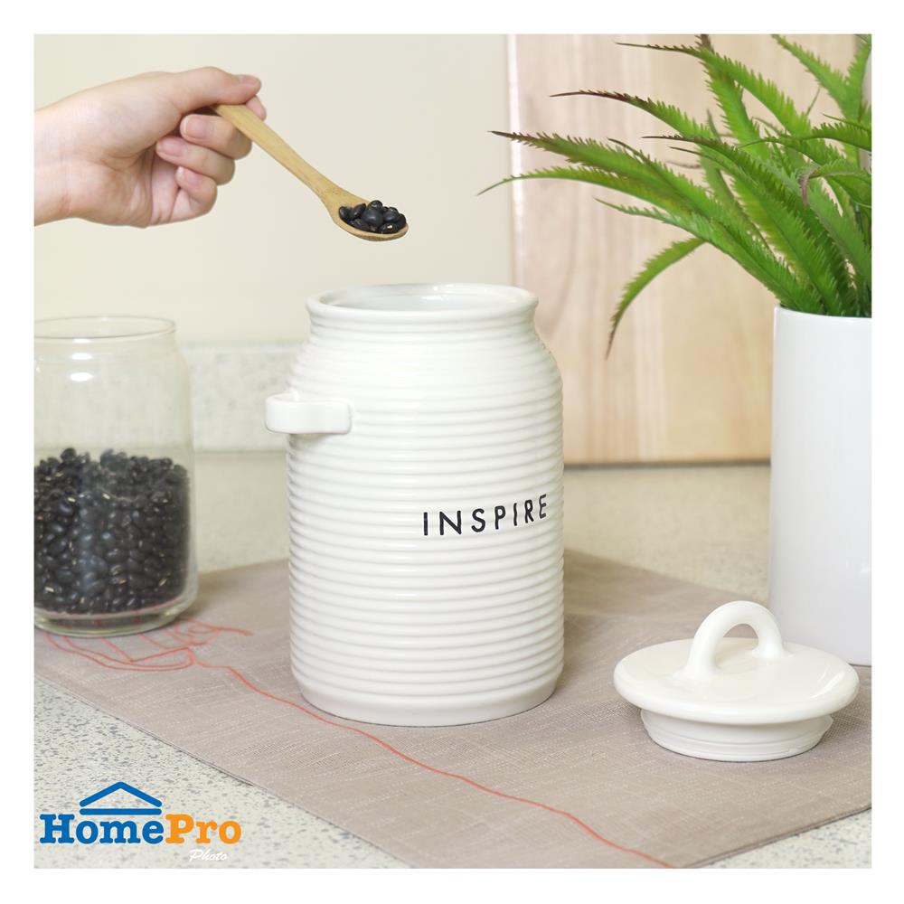 ขวดโหลเซรามิกฝาดึง KECH INSPIRE 1 ลิตร สีขาว