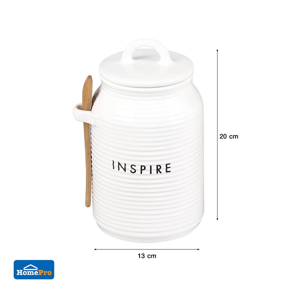 ขวดโหลเซรามิกฝาดึง KECH INSPIRE 1 ลิตร สีขาว