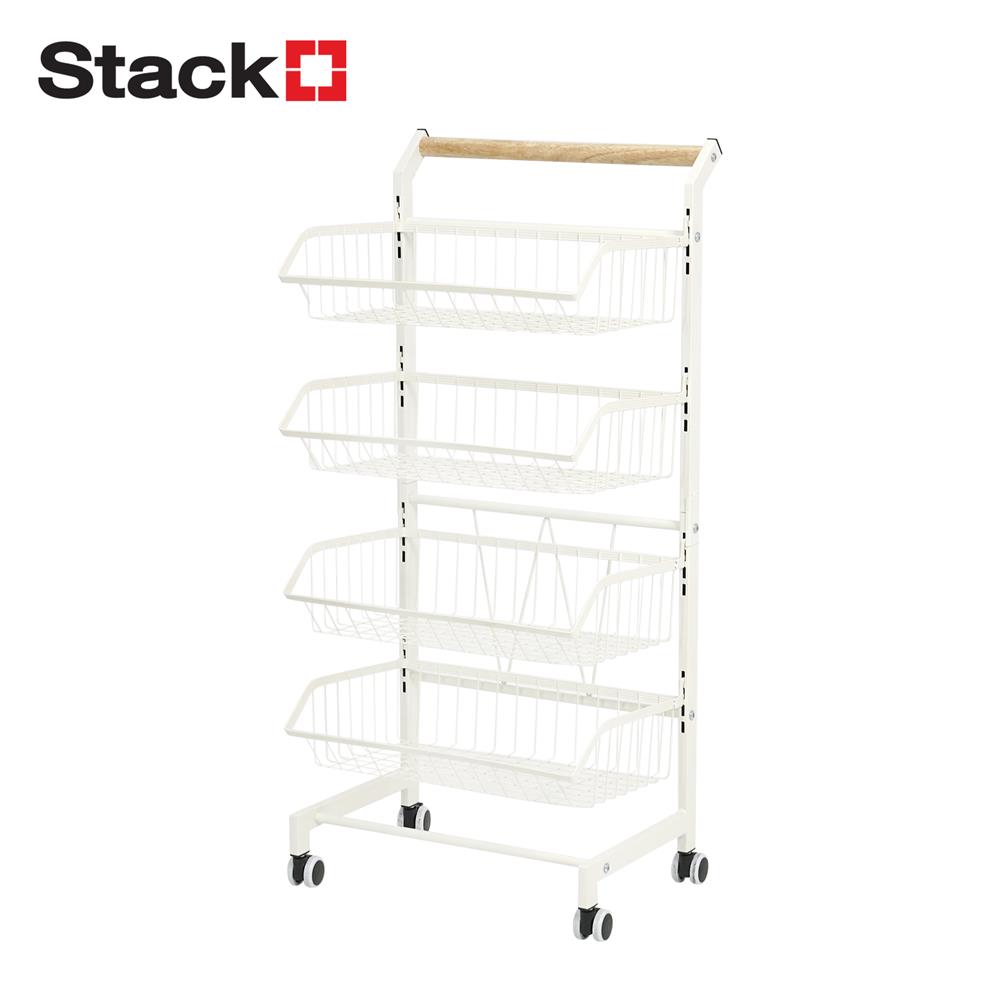 ชั้นวางของ 4 ชั้น มีล้อ STACKO SUPER 42x32x90 ซม. สีขาว