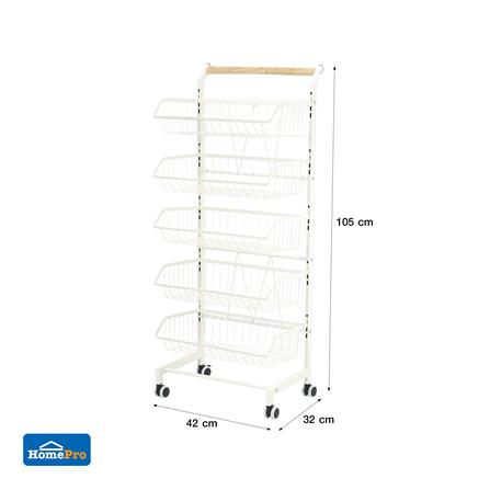 ชั้นวางของ 5 ชั้น มีล้อ STACKO SUPER 42x32x105 ซม. สีขาว_7