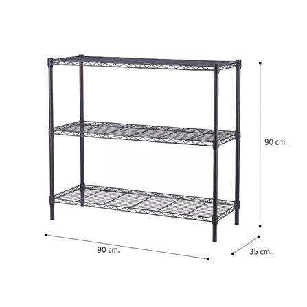 ชั้นวางของโล่ง 3 ชั้น MZG 359090AHT301 90 ซม. สีดำ_5