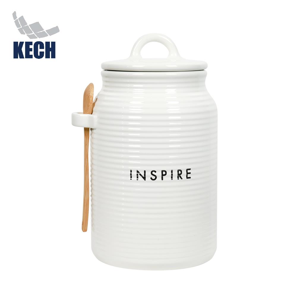 ขวดโหลเซรามิกฝาดึง KECH INSPIRE 1.5 ลิตร สีขาว