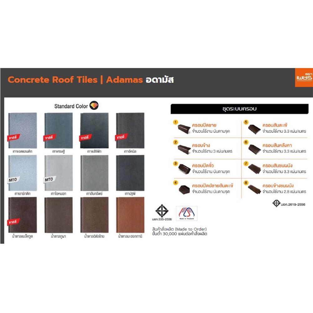 ครอบปิดชายอดามัส แบบเรียบ ตราเพชร 20x35 ซม. สีเทาเศรษฐี