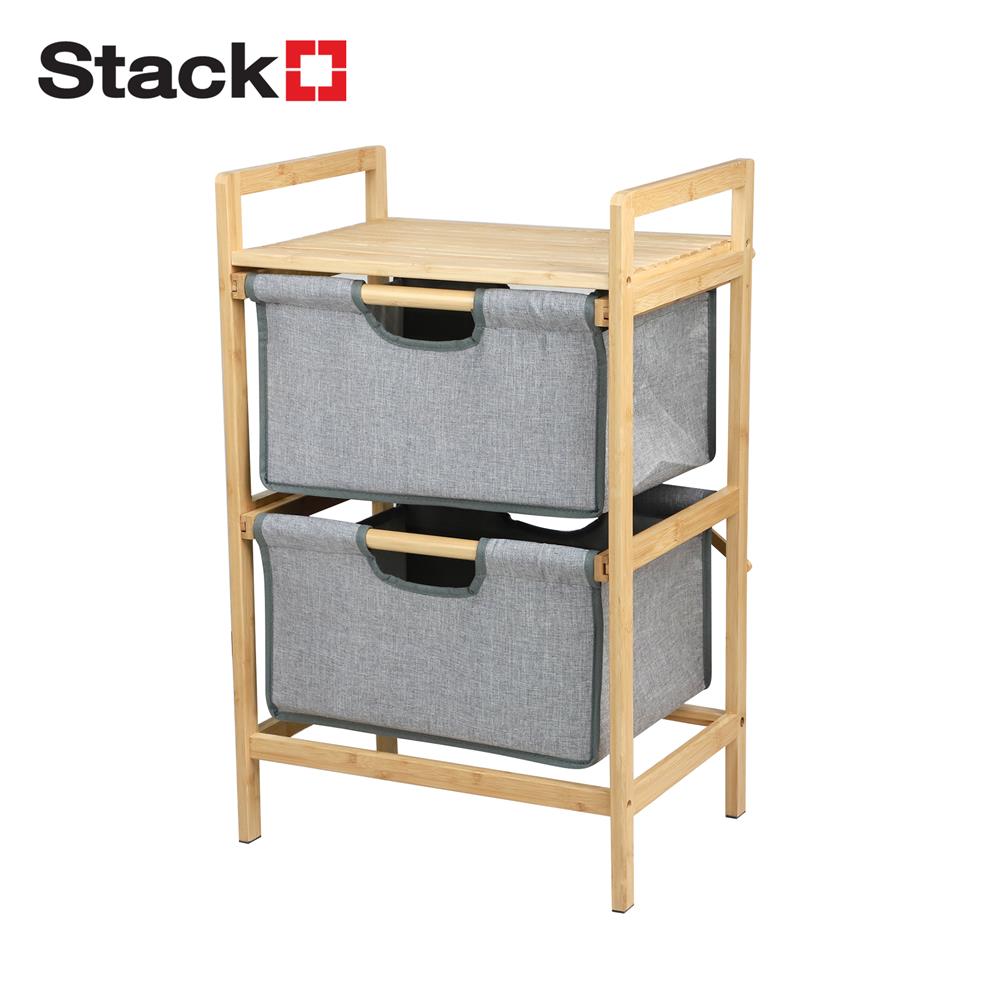 ชั้นลิ้นชักผ้า 2 ชั้น STACKO GINA 45x32x70 ซม. สีเทา_0