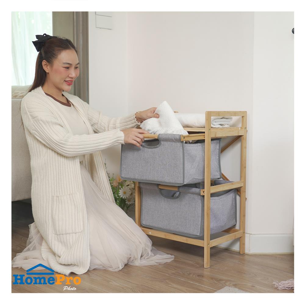 ชั้นลิ้นชักผ้า 2 ชั้น STACKO GINA 45x32x70 ซม. สีเทา