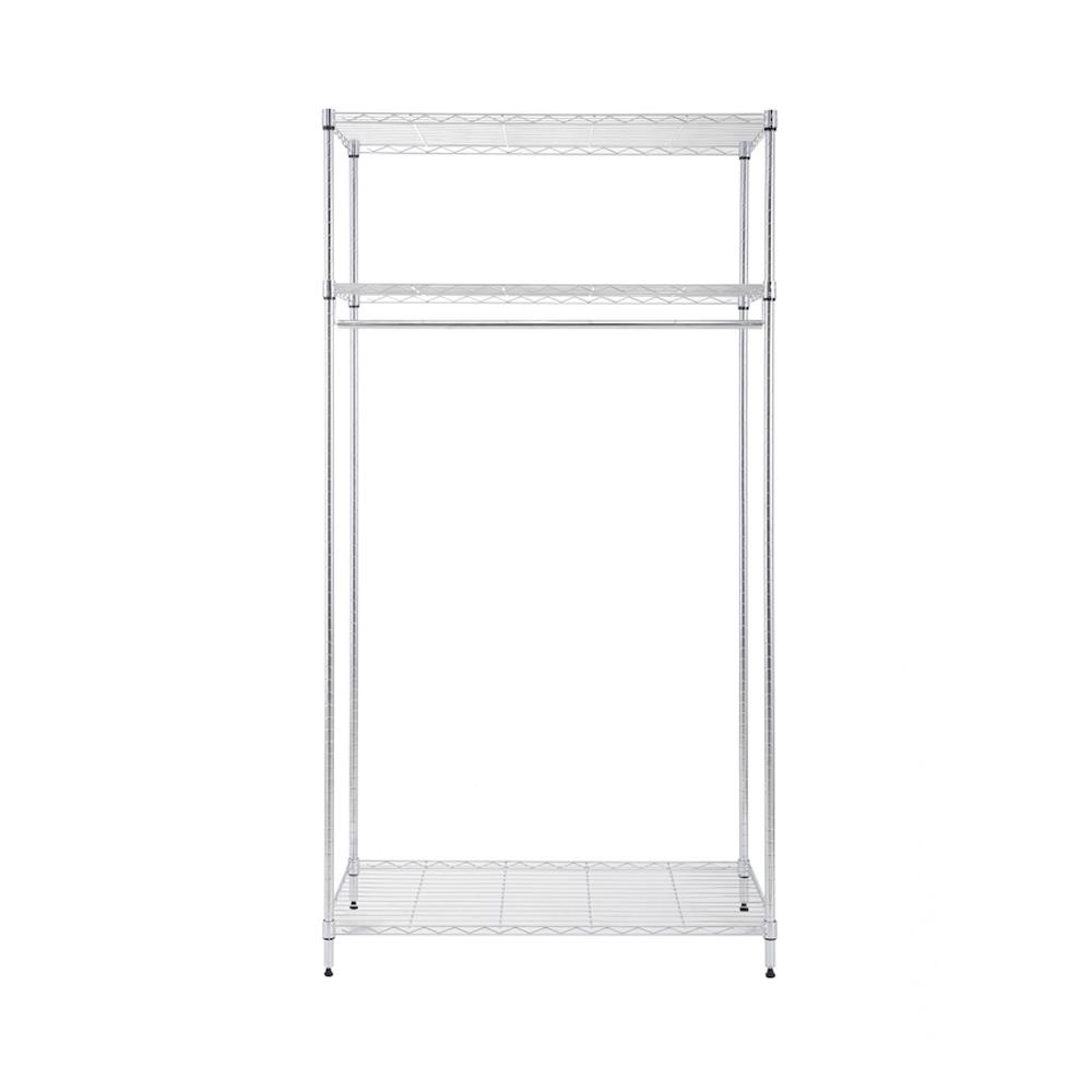 ชั้นวางของโล่ง 3 ชั้น พร้อมราวแขวน MZG 4590180VAH345 90 ซม. สีโครเมียม