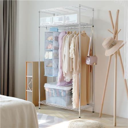 ชั้นวางของโล่ง 3 ชั้น พร้อมราวแขวน MZG 4590180VAH345 90 ซม. สีโครเมียม_8