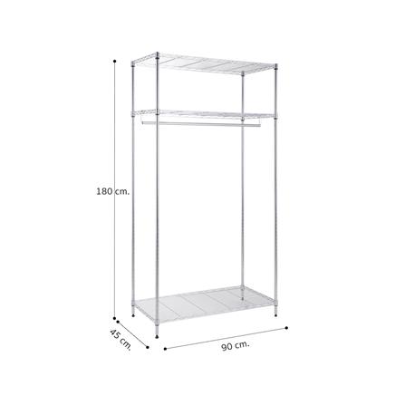 ชั้นวางของโล่ง 3 ชั้น พร้อมราวแขวน MZG 4590180VAH345 90 ซม. สีโครเมียม_9