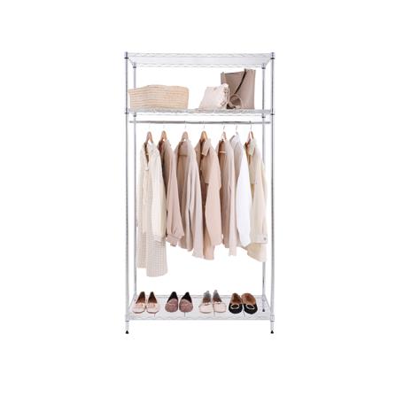 ชั้นวางของโล่ง 3 ชั้น พร้อมราวแขวน MZG 4590180VAH345 90 ซม. สีโครเมียม_5