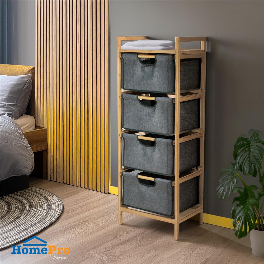 ชั้นลิ้นชักผ้า 4 ชั้น STACKO GINA 45x32x121 ซม. สีเทา