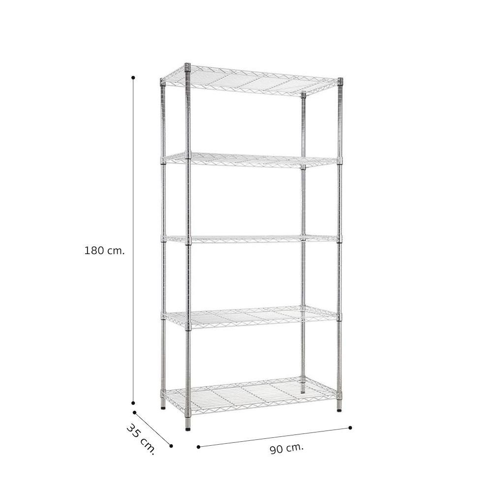 ชั้นวางของโล่ง 5 ชั้น MZG 3590180OAH501 90 ซม. สีโครเมียม