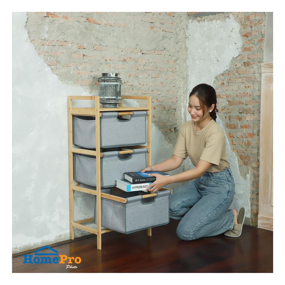 ชั้นลิ้นชักผ้า 3 ชั้น STACKO GINA 45x32x96 ซม. สีเทา