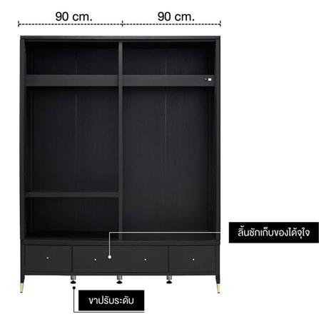 ตู้เสื้อผ้า 4 บานเปิด SB FURNITURE MICHALA 19122205 180 ซม. สีไม้เข้ม_8