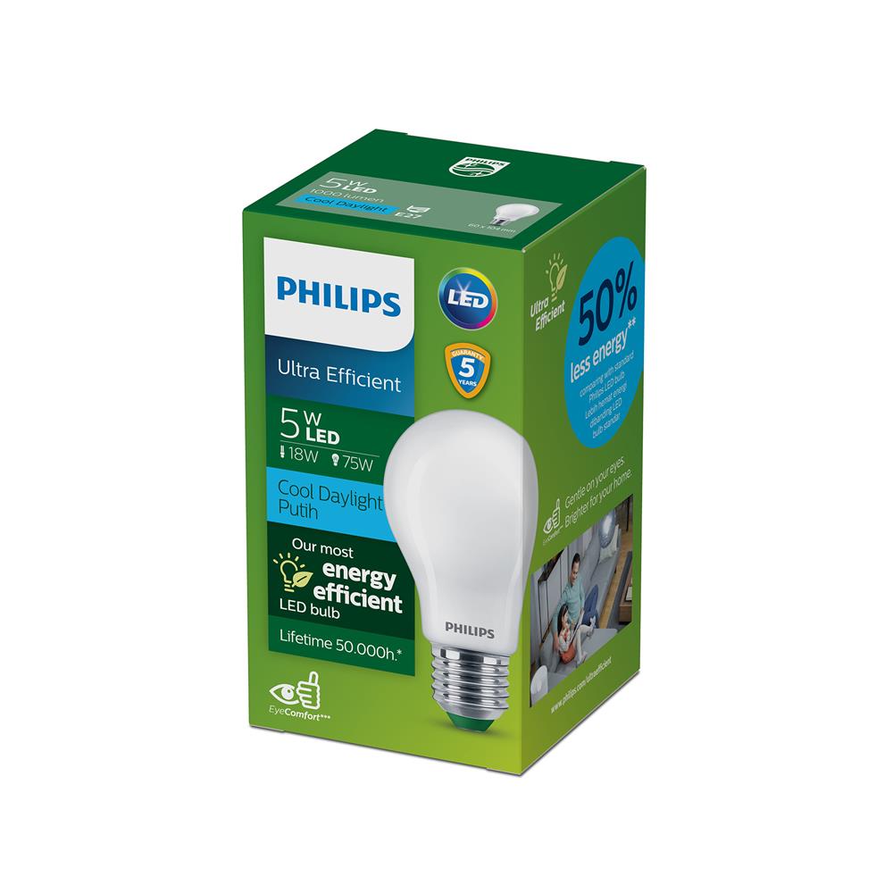 หลอดไฟ LED PHILIPS PEAR ULTRA EFFICIENT 5 วัตต์ DAYLIGHT E27