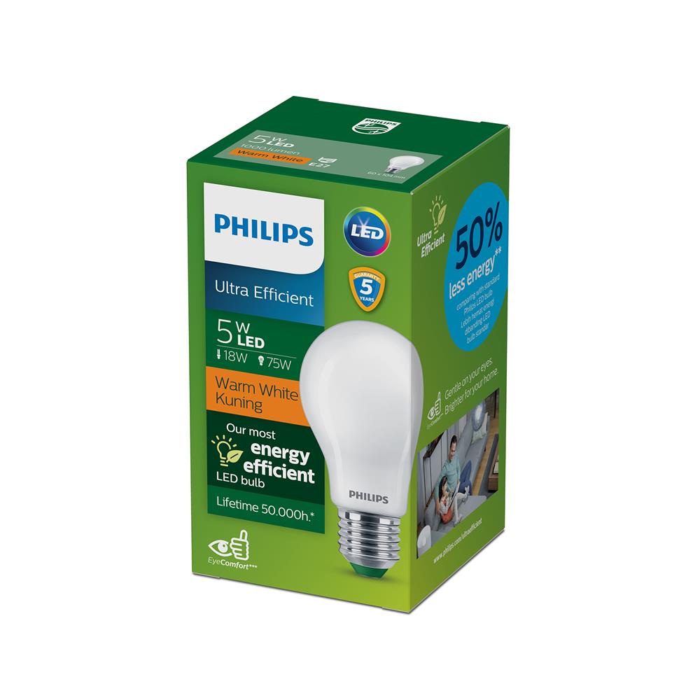 หลอดไฟ LED PHILIPS PEAR ULTRA EFFICIENT 5 วัตต์ WARM WHITE E27