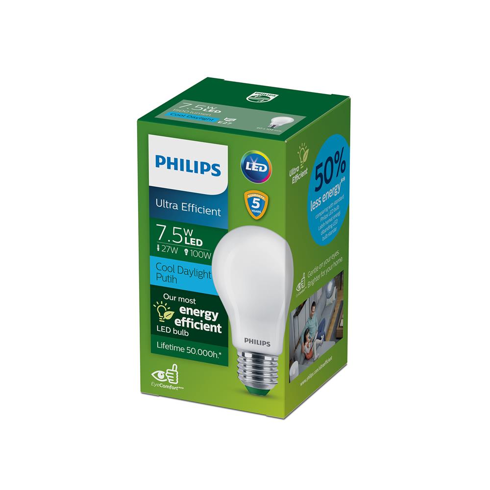 หลอดไฟ LED PHILIPS PEAR ULTRA EFFICIENT 7.5 วัตต์ DAYLIGHT E27