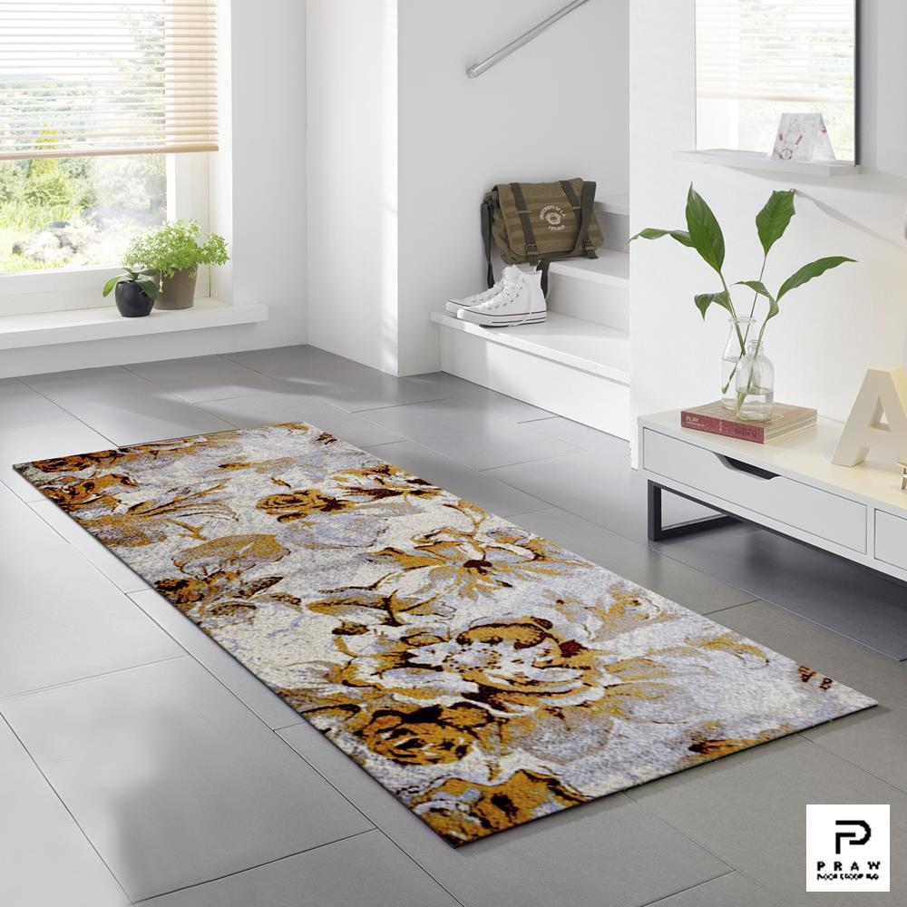 พรมเช็ดเท้าดักฝุ่น PRAW DE VINTAGE FLORAL 70X190 ซม. สีเบจ