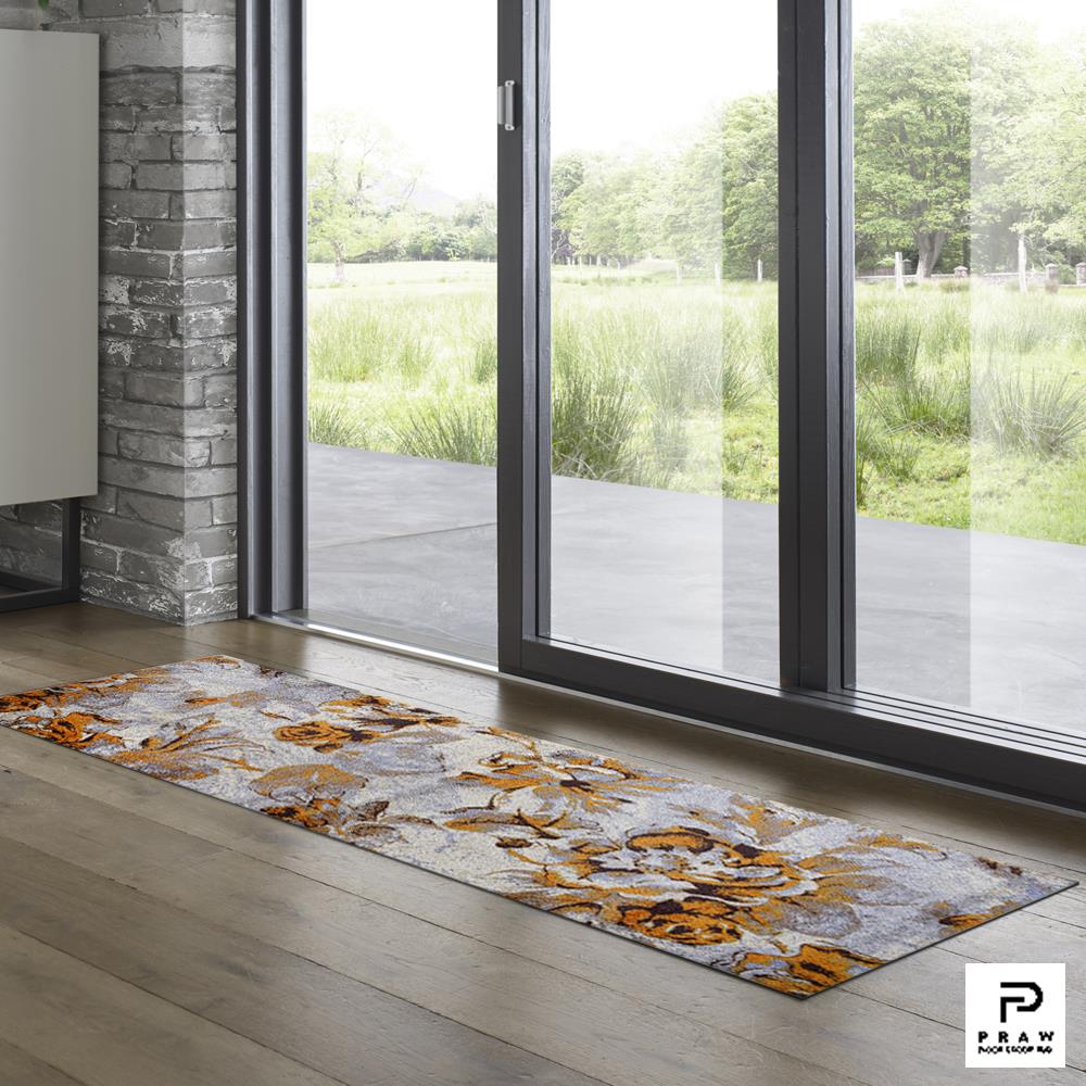 พรมเช็ดเท้าดักฝุ่น PRAW DE VINTAGE FLORAL 70X190 ซม. สีเบจ