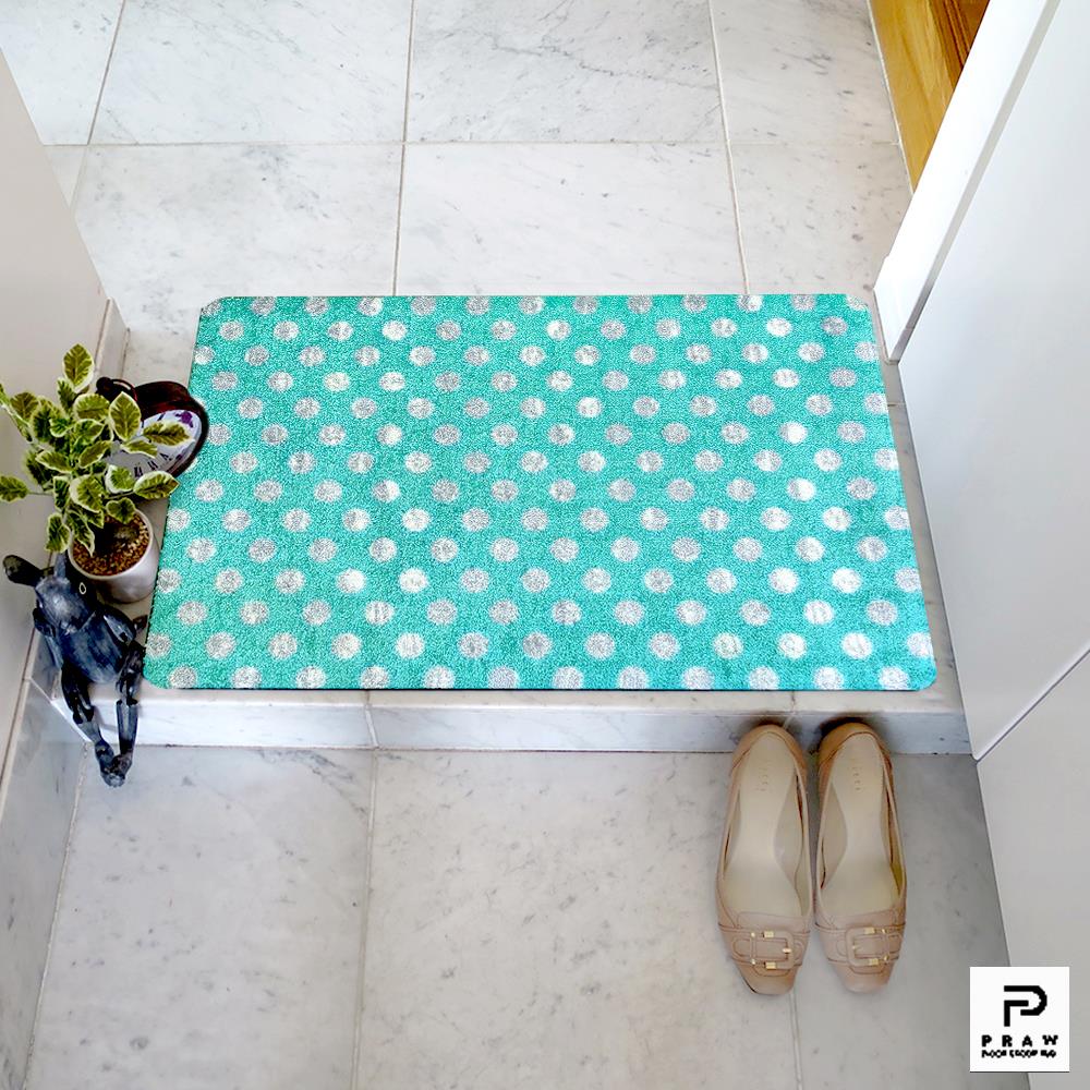 พรมเช็ดเท้าดักฝุ่น PRAW DE POLKA DOT MINT GREEN 50X75 ซม. สีเขียว