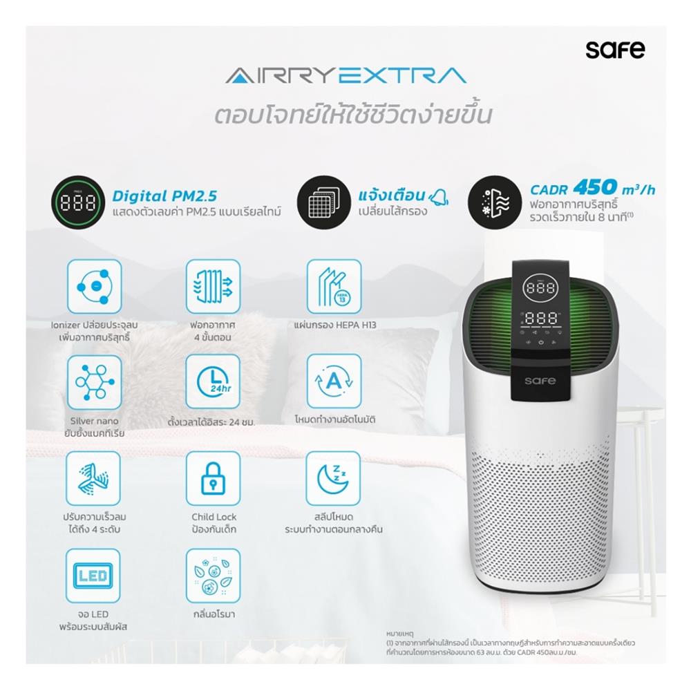 เครื่องฟอกอากาศ SAFE AIRRY EXTRA 62ตารางเมตร