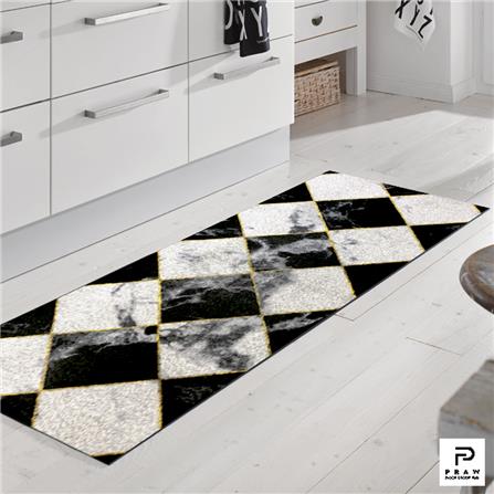 พรมเช็ดเท้าดักฝุ่น PRAW DE CHESS BOARD 70X190 ซม. สีดำ/ขาว_6