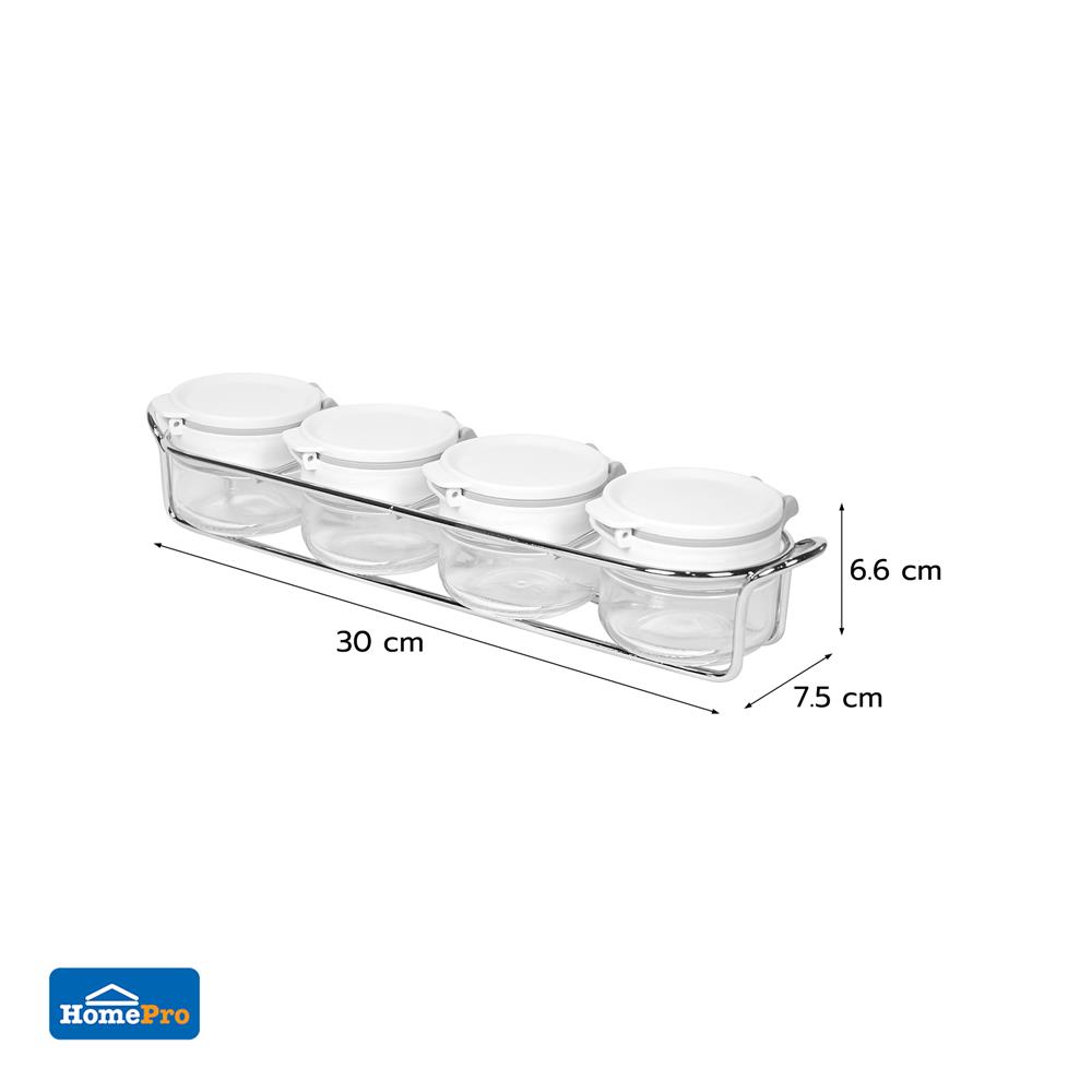 ชุดที่ใส่เครื่องปรุง KECH ECHO 0.085 ลิตร 4 ขวด สีขาว
