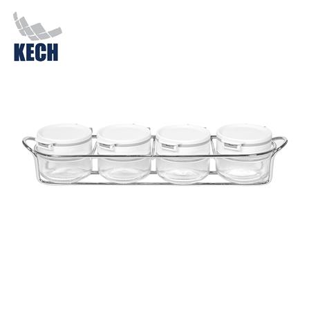 ชุดที่ใส่เครื่องปรุง KECH ECHO 0.085 ลิตร 4 ขวด สีขาว_0
