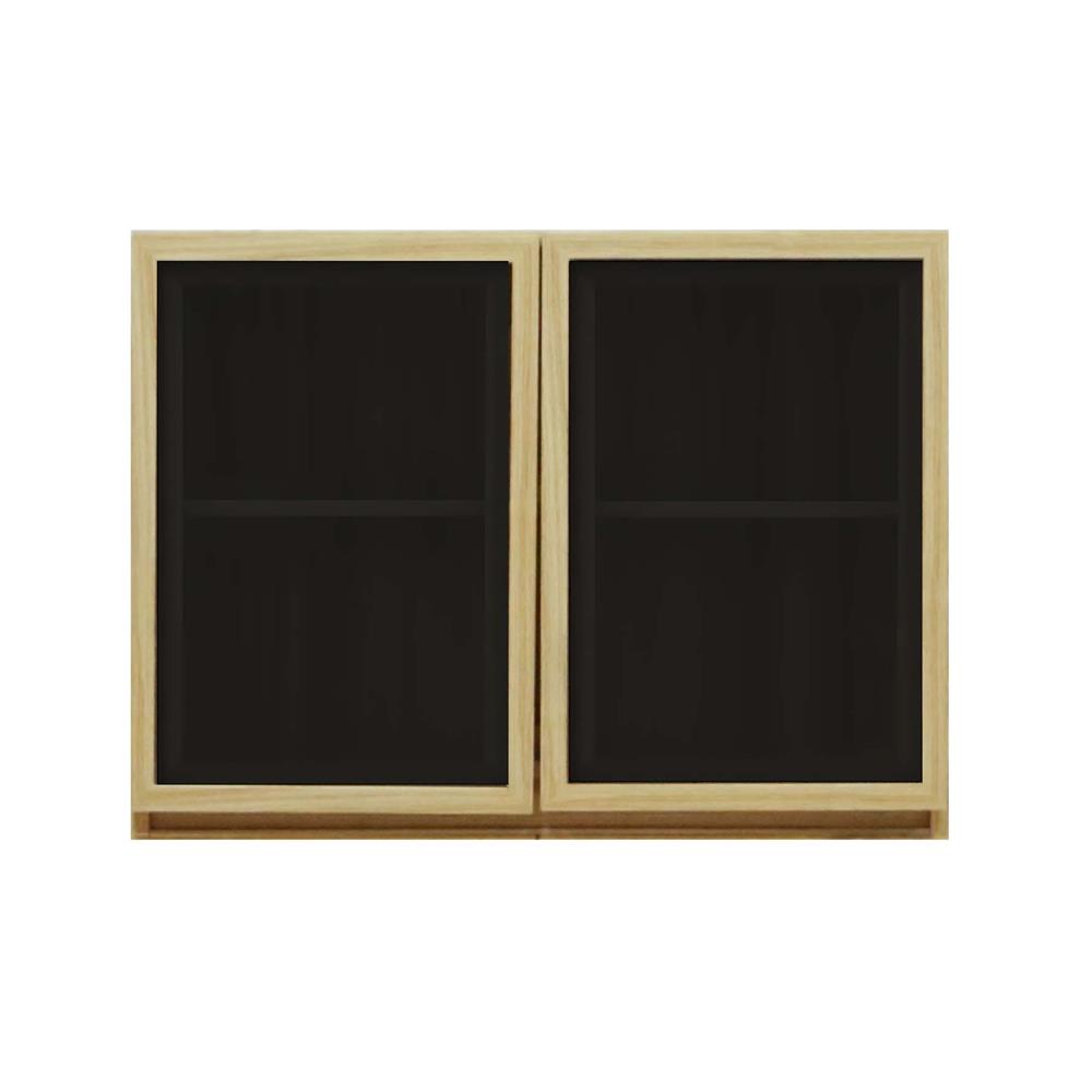 ตู้แขวนผนัง 2 บานเปิด BURO REVOLUTION 80 ซม. สีเนเชอรัลแอช/กระจกดำ