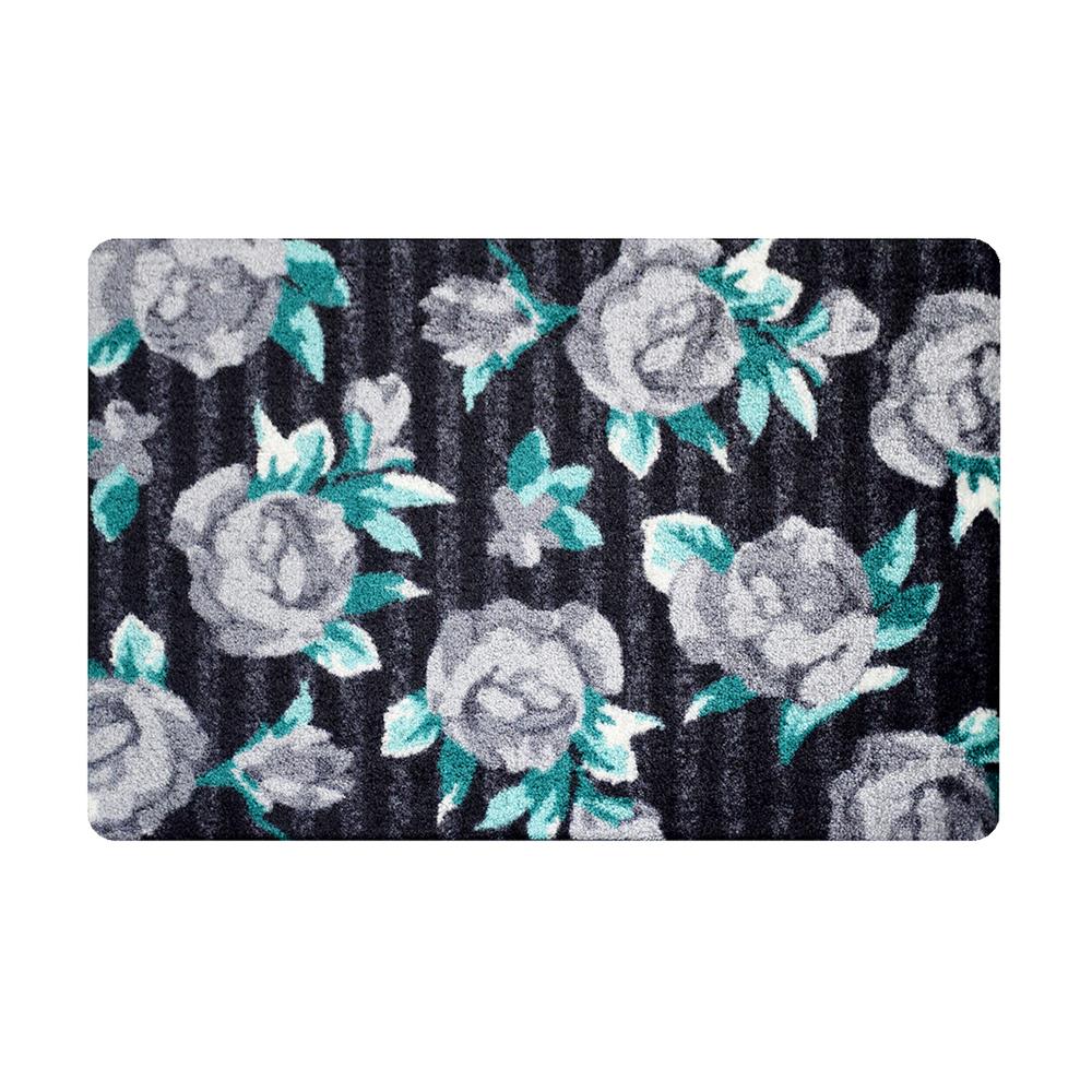 พรมเช็ดเท้าดักฝุ่น PRAW DE GREY ROSE 50X75 ซม. สีดำ/เทา_0