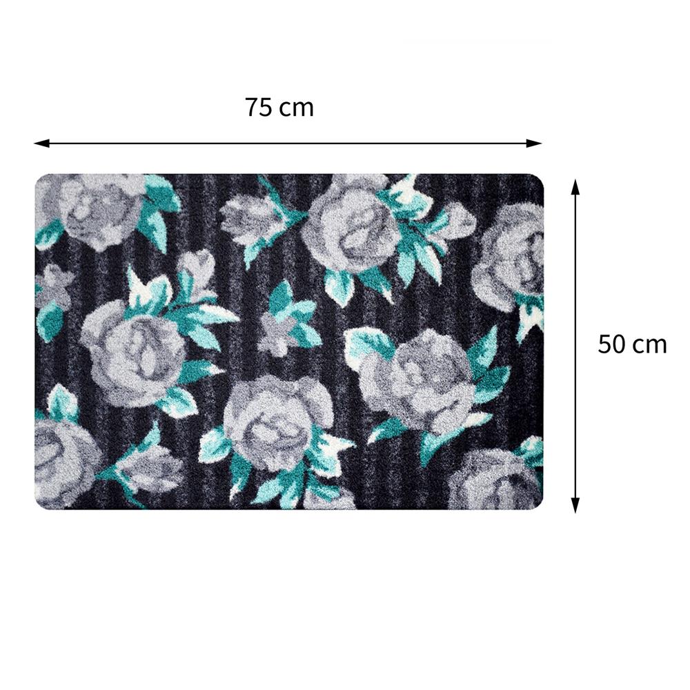 พรมเช็ดเท้าดักฝุ่น PRAW DE GREY ROSE 50X75 ซม. สีดำ/เทา