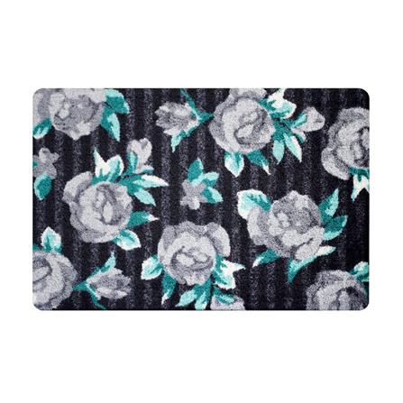 พรมเช็ดเท้าดักฝุ่น PRAW DE GREY ROSE 50X75 ซม. สีดำ/เทา