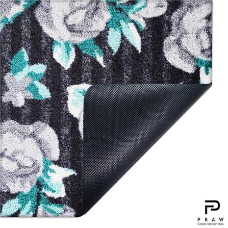 พรมเช็ดเท้าดักฝุ่น PRAW DE GREY ROSE 50X75 ซม. สีดำ/เทา_2