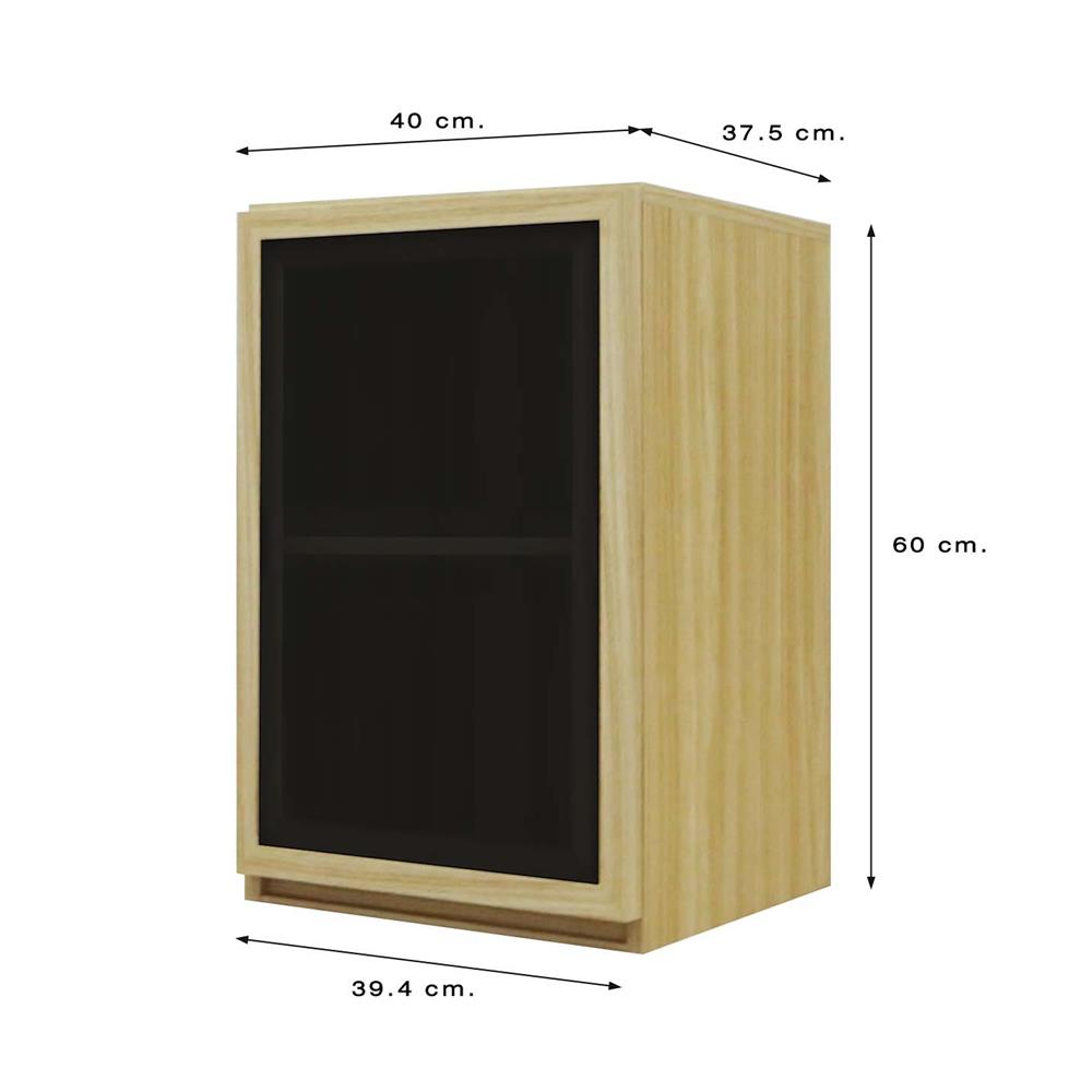 ตู้แขวนผนัง 1 บานเปิด ฺBURO REVOLUTION 40 ซม. สีเนเชอรัลแอช/กระจกดำ