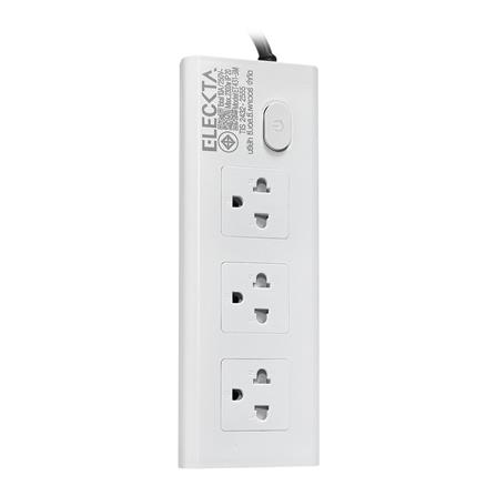 รางปลั๊กไฟทรงเหลี่ยม 3 ช่อง 1 สวิตช์ ELECKTA ET431 3 ม. สีขาว