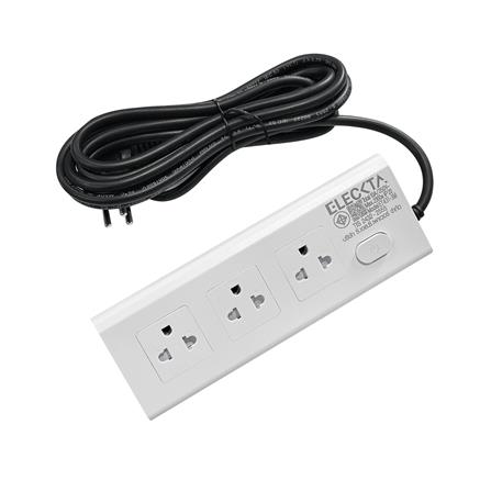 รางปลั๊กไฟทรงเหลี่ยม 3 ช่อง 1 สวิตช์ ELECKTA ET431 3 ม. สีขาว_2