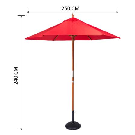 ร่มสนามกลม IVY WOOD 2.5 ม. สีแดง_3