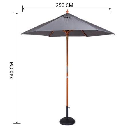 ร่มสนามกลม IVY WOOD 2.5 ม. สีเทา_3