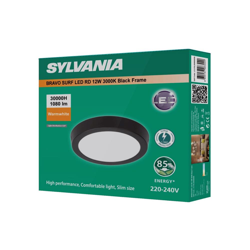 ดาวน์ไลท์ LED SYLVANIA BRAVO SURF 6 นิ้ว 12 วัตต์ WARM WHITE สีดำ