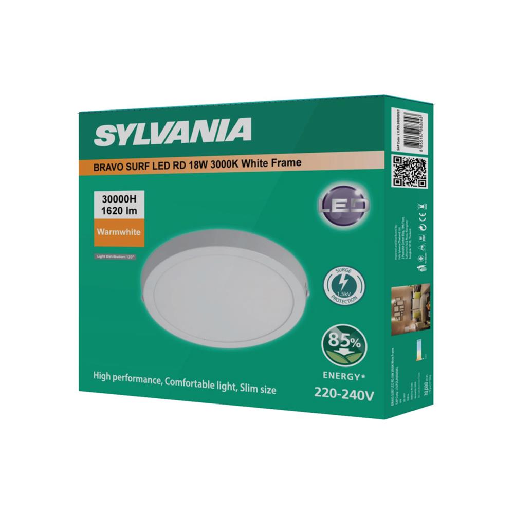 ดาวน์ไลท์ LED SYLVANIA BRAVO SURF 8 นิ้ว 18 วัตต์ WARM WHITE สีขาว