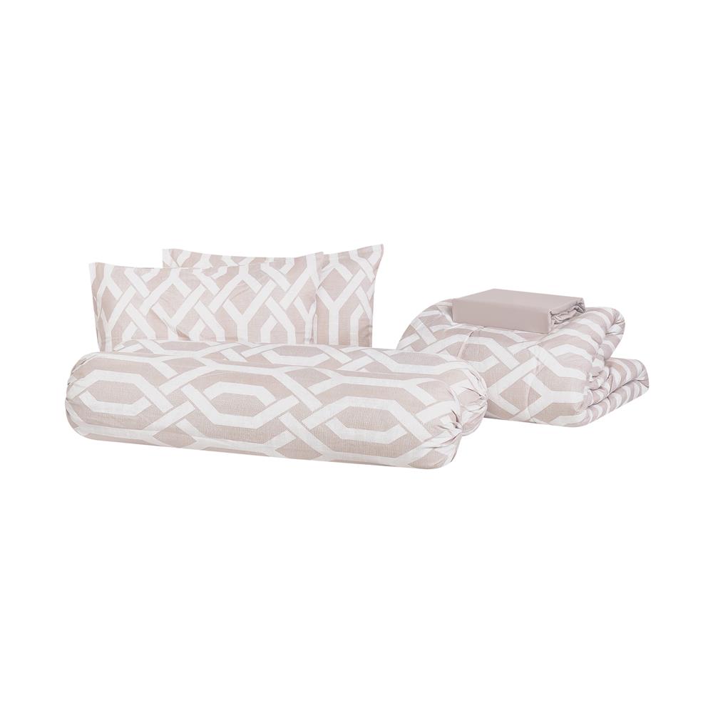 ชุดผ้าปูที่นอน 6 ฟุต 6 ชิ้น HOME LIVING STYLE GEO สี LIGHT BROWN