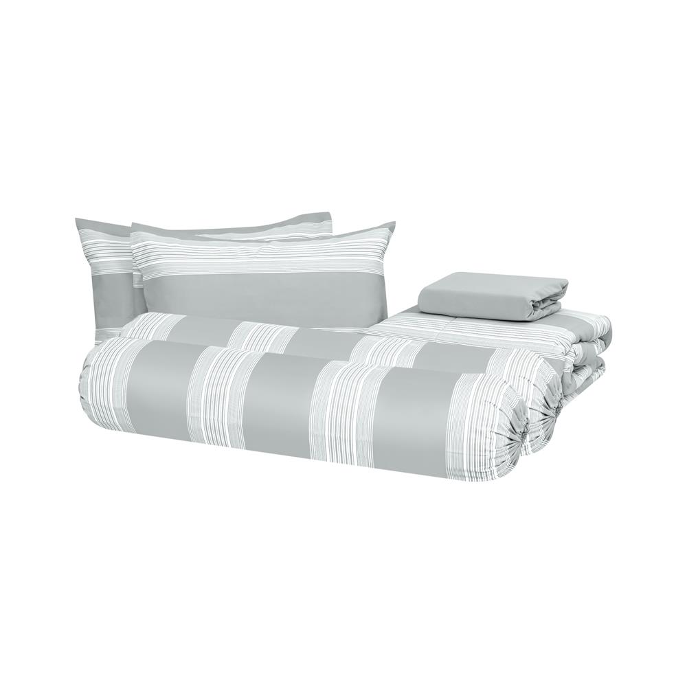 ชุดผ้าปูที่นอน 6 ฟุต 6 ชิ้น HOME LIVING STYLE METRO สี GREY