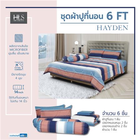 ชุดผ้าปูที่นอน 6 ฟุต 6 ชิ้น HOME LIVING STYLE HAYDEN สี MULTICOLOR_6