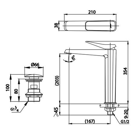 ก๊อกอ่างล้างหน้าเดี่ยว COTTO CT1242AY(BN2) ดำเทา_1