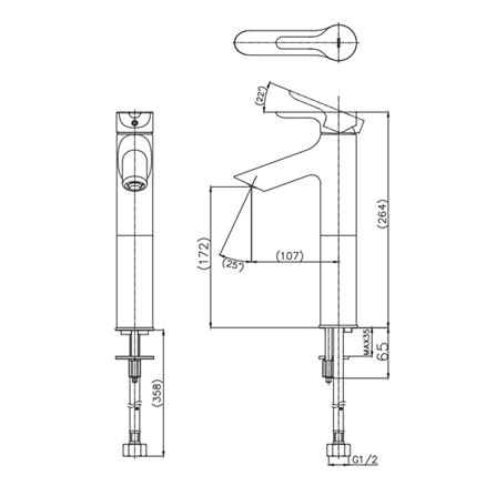ก๊อกอ่างล้างหน้าเดี่ยว TOTO TLS01106T สีโครม_1
