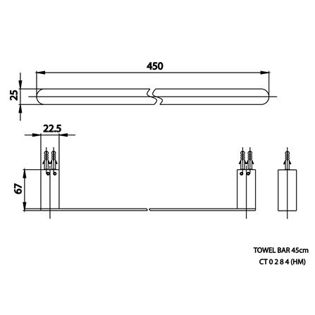 ราวแขวนผ้า COTTO CT0284(BN2)(HM) 45 ซม. สีดำเทา_1